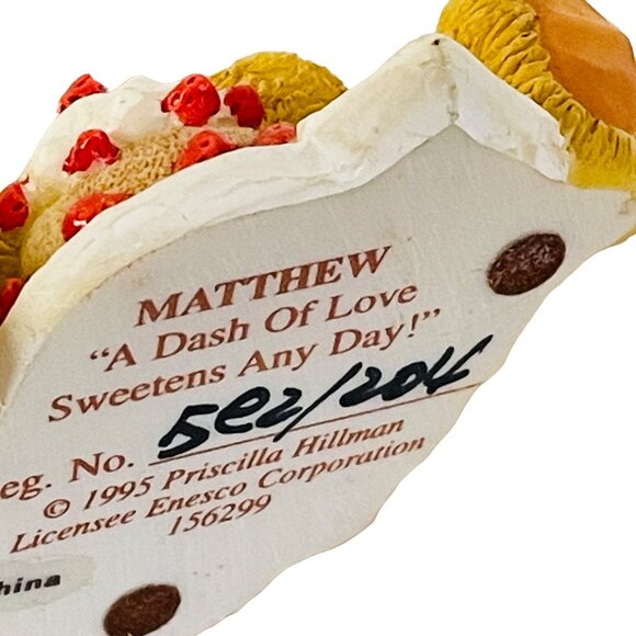 Enesco Cherished Teddies "Matthew" Figurine - Hand-Painted Collectible Bear Baki - Picture 6 of 8